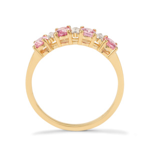 Bague en saphir rose du Mozambique taille princesse 1,40 ct avec zircon blanc en or jaune 9 carats - Product Image 3