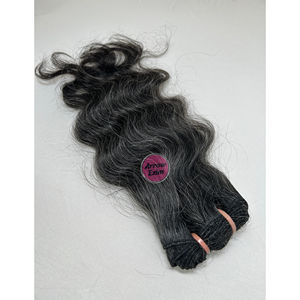 Extensions de cheveux humains bouclés gris foncé naturel, 100% vierges Remy indiennes, provenant d'un seul donneur, pour extensions cousues - Product Image 2