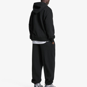 Conjunto de Sudadera con Capucha y Pantalones Deportivos Extra Grandes para Hombre, con Logotipo Personalizado, Color Negro, Estilo Urbano, Felpa, Corte Holgado, 2 Piezas - Product Image 6