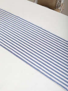 Technique tissée de chemin de table teint en fil de coton 100% à rayures bleu marine pour la maison ou l'hôtel - Product Image 3