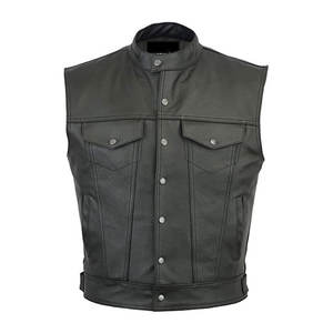 Gilet de motard en cuir de couleur différente pour hommes avec taille personnalisée et gilet en cuir de vachette véritable 100% - Product Image 1