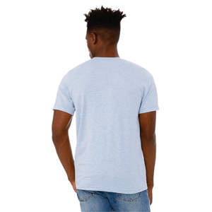 T-shirt manches courtes oversize unisexe en bleu prisme 52% Airlume Cotton 48% Poly 4.2 oz Quick Dry Light Heather CVC Fabric - Product Image 3