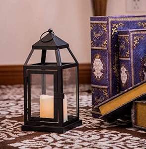 โลหะสีดำแก้วเชิงเทียนขนาดโคมไฟโลหะเทียนโคมไฟตกแต่งกลางแจ้งตกแต่ง - Product Image 3