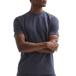 Camiseta básica de punto de gofres Camiseta con cuello redondo de ajuste estándar - Product Image 1