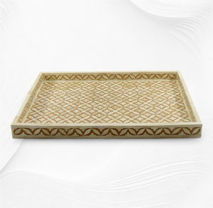 Bandeja con Incrustaciones de Hueso de Excelente Calidad, Mejor Precio, Diseño Rectangular Marrón Moderno, Multifuncional, Personalizable, Decorativa de Varias Piezas - Product Image 1