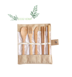 Juego de cubiertos de bambú 2024 ecológico con estuche/juego de cubiertos de bambú con logotipo personalizado de bambú natural de Eco2go Vietnam - Product Image 2