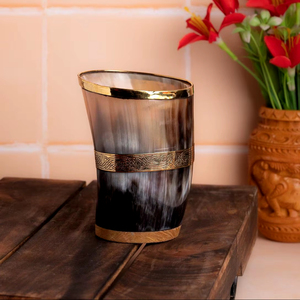 Copa de cuerno de vino Viking Original de 200ml, vaso de chupito de estilo clásico hecho a mano con bordes dorados, recién llegado, el mejor precio en EE. UU. - Product Image 1