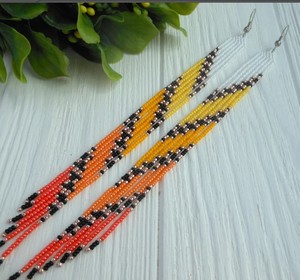 Pendientes llamativos al hombro Pendientes de cuentas extra largos Pendientes de cuentas largos Cuentas amarillas - Product Image 1