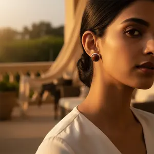 Pendientes de Botón de Oro Rosa de 14K para Mujer con Gema Roja - Diseño Moderno, Diamante Certificado por GIA, Corte Pera, Rubí, Esmeralda, Circonita, Regalo - Product Image 1