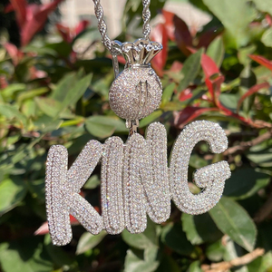 Argent Sterling 925 sur mesure Dollar sac d'argent Mossanite VVS pendentif glacé diamant nom pendentif Chic diamant breloques - Product Image 5