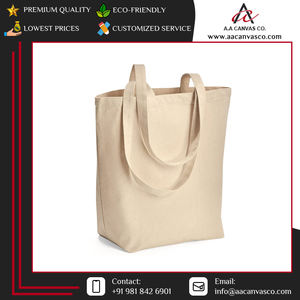 Proveedor Reconocido que Vende Bolsas de Compras de Lona de Algodón Color Crema de Calidad Confiable con Opción de Tamaño y Diseño Personalizados - Product Image 4