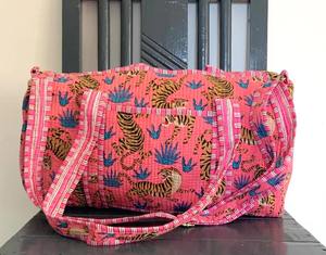 Le ของที่ระลึกการออกแบบเสือทำด้วยมือเป็นมิตรกับสิ่งแวดล้อมความจุขนาดใหญ่ทนทานผ้าฝ้ายกระเป๋าเดินทาง/ยิม/โยคะผ้านวมวีคเอนเดอร์ - Product Image 1