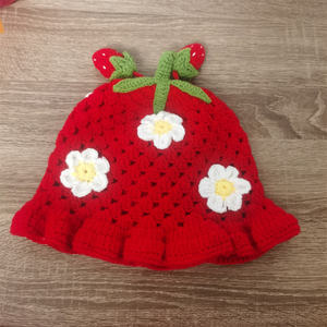 Chapeau Bob au Crochet avec Imprimé Fraise Dessiné à la Main, en Coton Décontracté pour Pêche en Plein Air, Fêtes et Voyages - Product Image 5