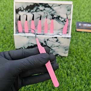 แหนบต่อขนตา45องศารูปตัวแอลสีชมพูสีดำสำหรับแหนบปรับแต่งโลโก้แบบมืออาชีพ - Product Image 5