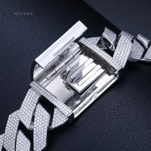 สร้อยคอเพชรโมอิส5แถว S925 27มม. สร้อยคอสไตล์สตรีทสร้อยคอเพชรโมอิสซาไนต์หนาสำหรับผู้ชายสร้อยคอแฮนด์เมดทำจาก100% - Product Image 5