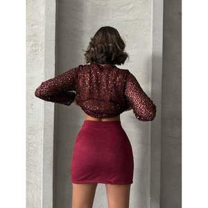 Jupe fendue en daim bordeaux pour femme Topshow - Produit en gros - Product Image 1