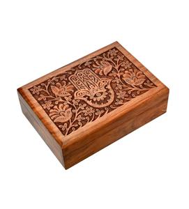 Mini joyero de madera de aspecto antiguo Premium con diseño floral Estuche de almacenamiento de baratijas para mujer Diseñado tradicionalmente - Product Image 1