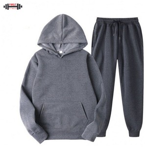 Survêtements d'hiver décontractés 100% coton pour hommes, respirants, à capuche, jogging, coupe régulière, imprimés, motif vierge, doublure en polaire - Product Image 2