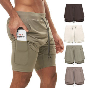 Short de sport pour hommes Oem doublé double couche avec poches pour l'athlétisme en polyester logo personnalisé 5 pouces pour l'entraînement 2 en 1 - Product Image 1