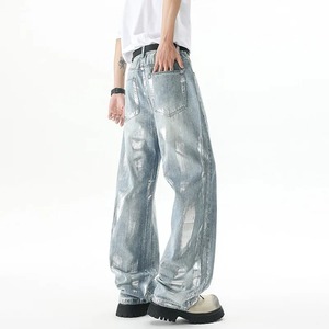 กางเกงยีนส์ผ้ายืดสำหรับผู้ชายออกแบบได้ตามต้องการเสื้อผ้าแนวสตรีทฮิปฮอปสไตล์วินเทจ3D - Product Image 5