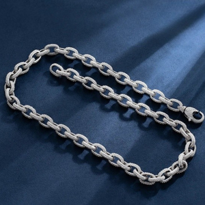 Collier chaîne cubaine en argent glacé de luxe pour hommes Style Hip Hop diamant Look déclaration bijoux mode - Product Image 4