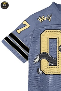 เสื้อยืดโอเวอร์ไซส์โชว์ไหล่ของผู้ชายเสื้อยืดผ้าคอตตอน100% ตาข่ายแบบย้อนยุคแนวสตรีทเสื้อผ้าแนวสตรีท - Product Image 2