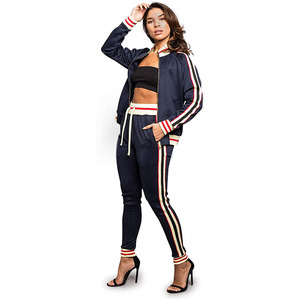 Conjunto Deportivo de Dos Piezas para Mujer, Diseño Personalizado, Corte Ajustado, con Cremallera, Precio al por Mayor, Chándal Informal con Cremallera para Mujer - Product Image 3