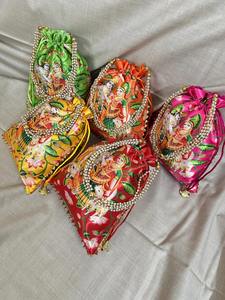 Radhe Krishna พิมพ์กระเป๋า potli สำหรับงานแต่งงานอินเดีย haldi mehendi ของขวัญขึ้นบ้านใหม่และ ganpati สำหรับรอมฎอน - Product Image 2