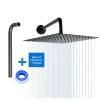 Cabezal de Ducha Cuadrado de 8 Pulgadas, Moderno y Minimalista, de Acero Inoxidable SUS304 Negro, Montado en el Techo, con Efecto Lluvia, para Villas de Lujo