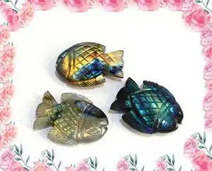 Labradorite नक्काशी मछली के लिए मणि हार गहने