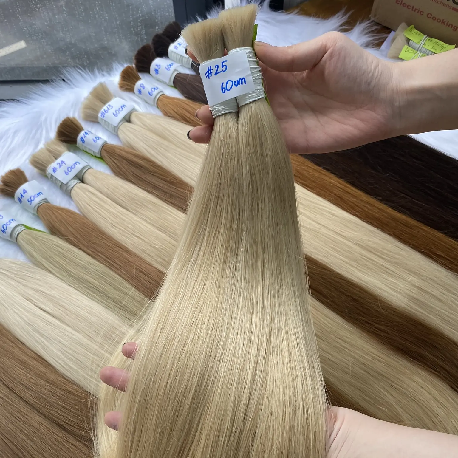 Raw Human Hair Bulk 100% Remy Human Hair Extensions Russian Double Drawn Virgin Hair