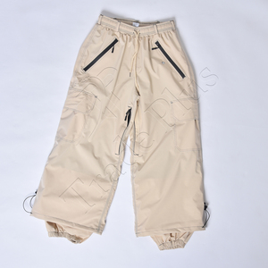 Pantalones de nieve impermeables Beige Unisex con cordón de cintura elástica y pantalones de esquí de capa interior de poliéster transpirable - Product Image 1