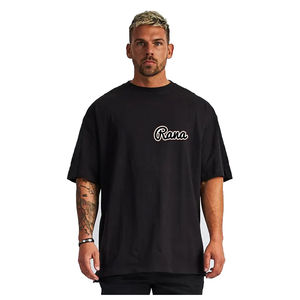 Venta al por mayor 100% algodón hombres camiseta Casual suelta impresa Oversize Plus tamaño personalizado microfibra impresión larga longitud de punto - Product Image 1