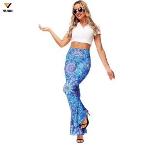 กางเกงคาร์โก้เอวสูงทรงบานสำหรับผู้หญิงเลกกิ้งโยคะพิมพ์ซับลิเมชั่นแบบลำลองสำหรับยิมไซส์ใหญ่พิเศษพร้อมโลโก้บนเอว - Product Image 2