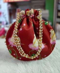 Handmade Potli Bag Embroidered Wrist Handbag for Wedding Gifts for Women's From Indian Manufacturer Designer Women Hand Bags - Product Image 5
