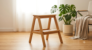 Multi-Purpose 2-Tier <b>Bamboo</b> Display Stand & Foldable Step <b>Stool</b>-Household Hotel & Warehouse Use Non-Slip Design - Product Image 5