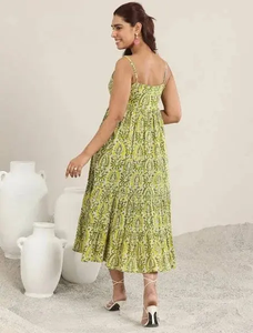 ชุดเดรสผ้าฝ้ายพิมพ์ลายสไตล์วินเทจใหม่ชุดใส่ลำลองฤดูร้อนคอเหลี่ยมสำหรับงานแต่งงานสไตล์วินเทจ - Product Image 3