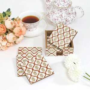 Posavasos Meena forma cuadrada uso de madera Natural Color Natural gran oferta mejor calidad posavasos de madera India 6 uds - Product Image 3