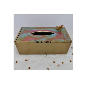 Boîte à mouchoirs au design magnifique en aluminium couleur or, porte-mouchoirs pour la maison et la vaisselle d'hôtel - Product Image 1