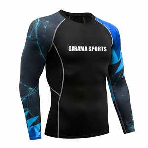 เสื้อรัดกล้ามเนื้อ MMA แบบขายส่งสำหรับผู้ชาย คุณภาพสูง ผลิตจากโพลีเอสเตอร์ แขนยาว สีและโลโก้ตามสั่ง - Product Image 1