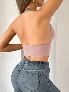 Top corto negro con espalda cruzada de alta calidad para gimnasio con etiqueta privada personalizada - Product Image 3