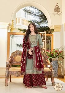 Dupatta-Conjunto de pantalón y pantalón de diseñador, la colección más esperada, con kurti platzo sharara Su lleno de brillo y Glamour - Product Image 2