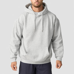 Ventas al por mayor de hombres 100% algodón gris en blanco peso pesado sudaderas con capucha grueso logotipo personalizado hombro caído Gymwear sudaderas con capucha de gran tamaño para hombres - Product Image 1