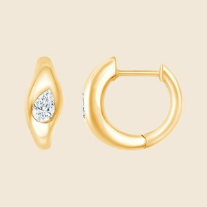 Pendientes de Aro con Diamantes Cultivados en Laboratorio, Corte Pera Descendente, 0.38 Quilates, F-VS, Elaborados en Oro Sólido de 14K, Producto Más Vendido - Product Image 1