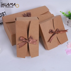 Boîtes cadeaux en papier kraft brun HUAMAO avec nœud en satin, emballage pliable écologique pour mariage, fête prénuptiale, cadeaux d'anniversaire - Product Image 3