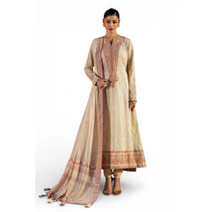 ชุดสูทผ้าลอนปักลาย 3 ชิ้นสำหรับผู้หญิง พร้อมผ้าคลุมไหล่พิมพ์ลายเคลือบเงา รุ่น DN-62038 - Product Image 4