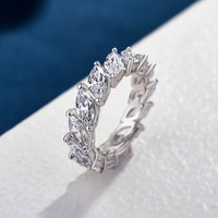 Anillo de Boda de Moissanita con Corte Marquesa de 2x3mm, Apilable, de Plata Esterlina 925