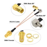 Câble RG316 SMA Femelle vers TS9 Mâle, Répartiteur en Y à Angle Droit, Câble d'Extension d'Antenne WiFi, Pigtail BEVOTOP Jumper