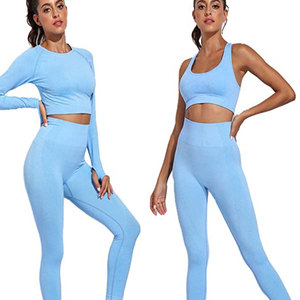 Pantalones de compresión de alta calidad para mujer, nuevo estilo, ropa deportiva a cuadros, conjunto de Yoga con cierre de cintura elástica - Product Image 3
