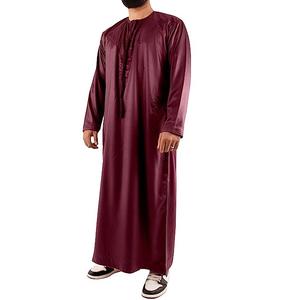 Último modelo de vestido largo azul vestido árabe musulmán Al Daffah Jubba Thobes botón transpirable manga larga caballeros islámico para oraciones - Product Image 6